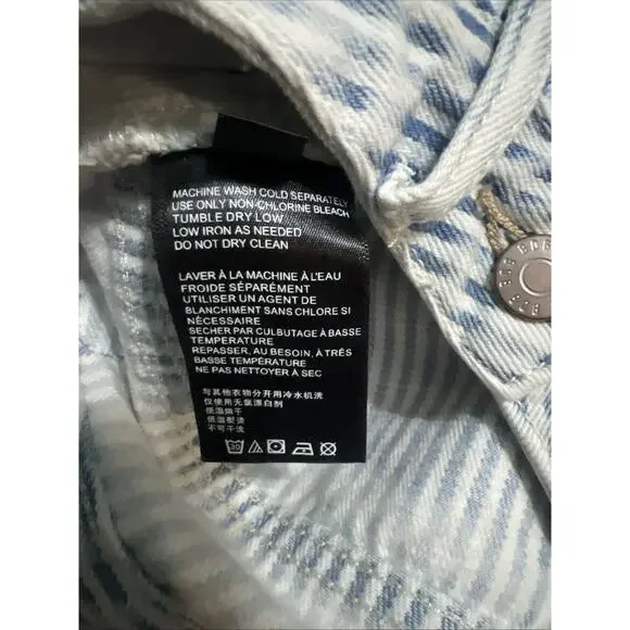 BDG Urban Outfitters Blue Stripe High Waisted Denim Shorts 28 Preppy Coastal - Picture 8 of 9